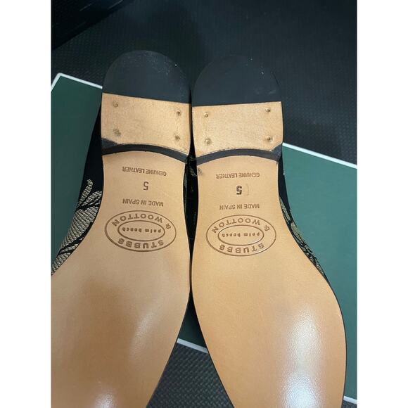 Stubbs and Wootton Palm Beach Limited Edition Black Gold Floral Loafer Size 5 - Picture 8 of 13